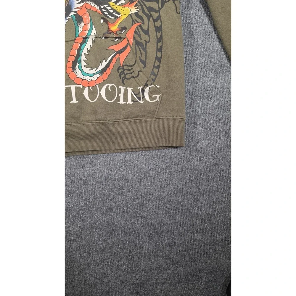 Ed Hardy Hoodie + Nike Air Jordan 1 Low Olive Sz 9.5 Outfit Bundle